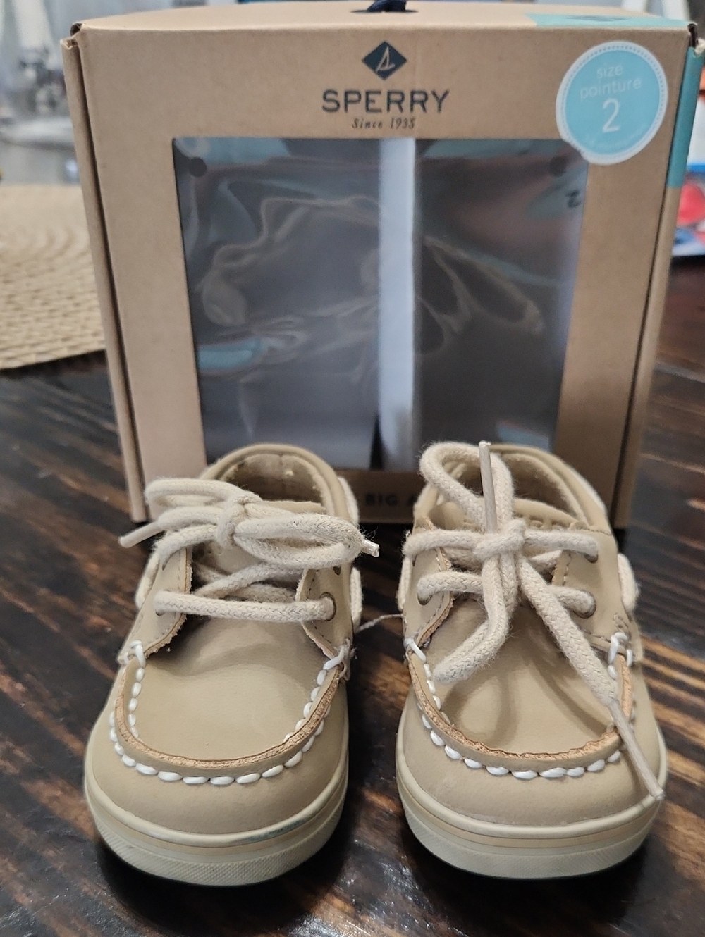 Sperry Kids Beige Boat Shoes - Size 2           Josmo Black Dress Shoes- Size 2